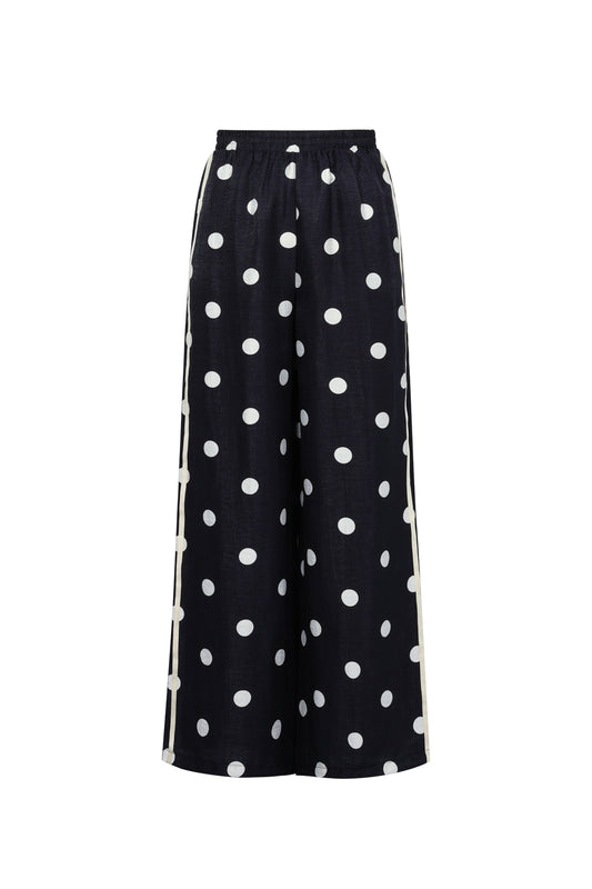 Dames Polkadot broek zwart met witte stippen