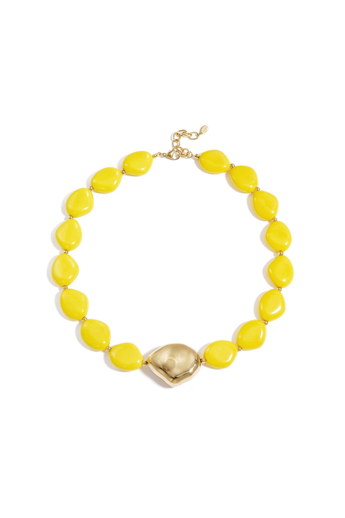 Statement kralenketting met goud accent Geel
