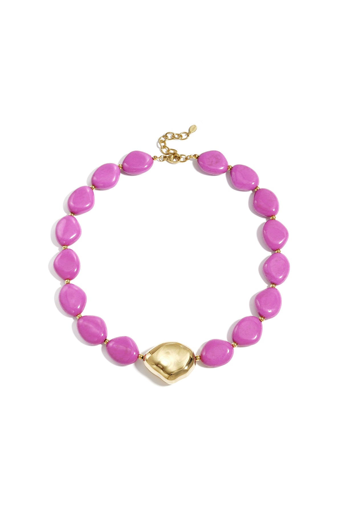 Statement kralenketting met goud accent roze
