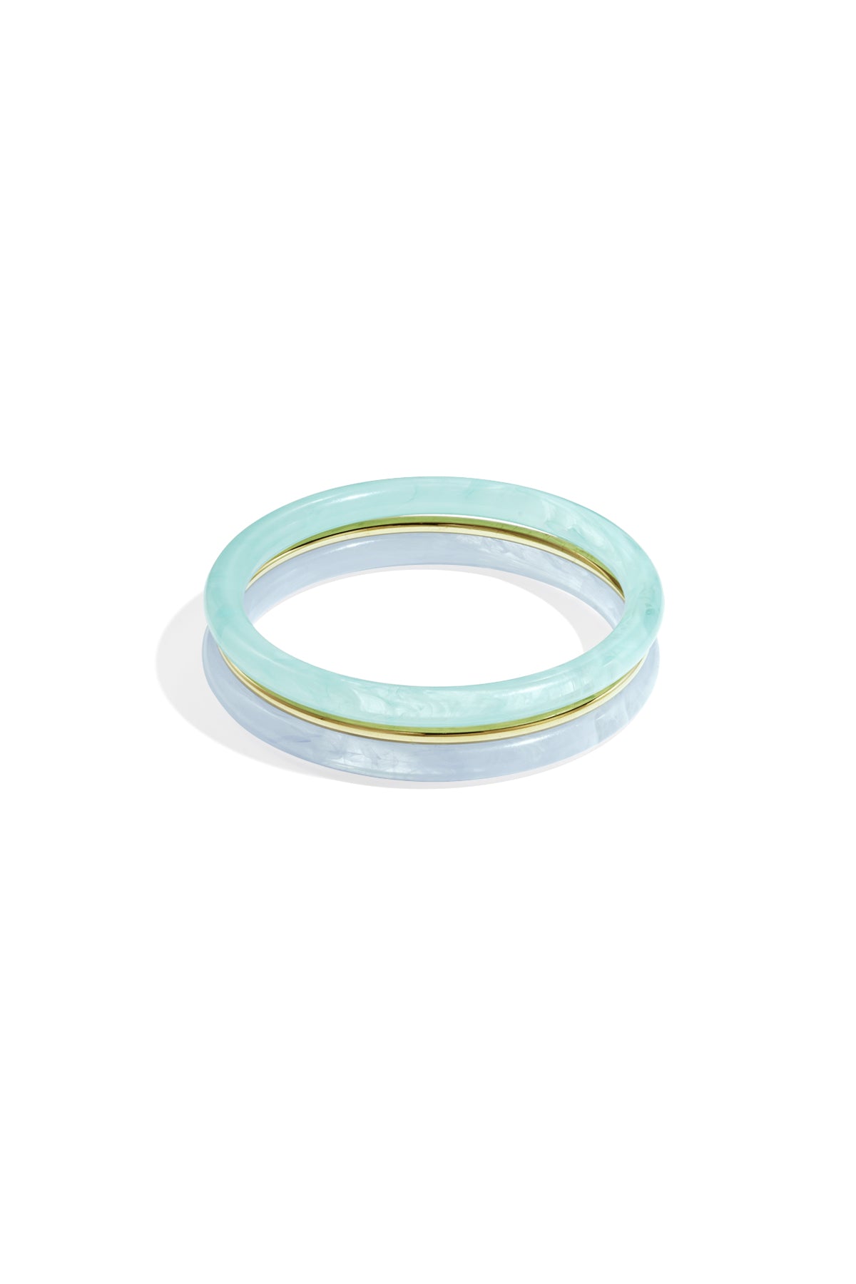 Bangle armbandenset met blauw en turkoois armbanden