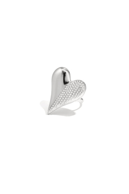 Gouden hart ring met strass steentjes van roestvrij staal