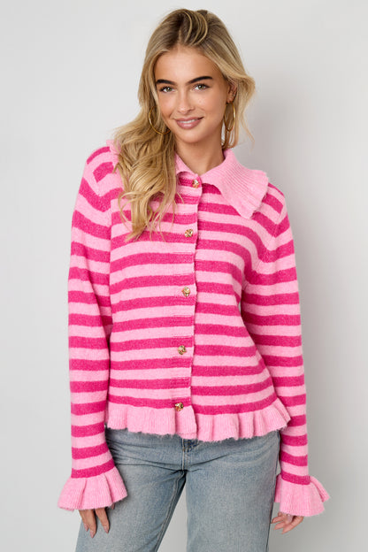 Roze gebreid vest met Strepen voor de herfst/winter voor dames