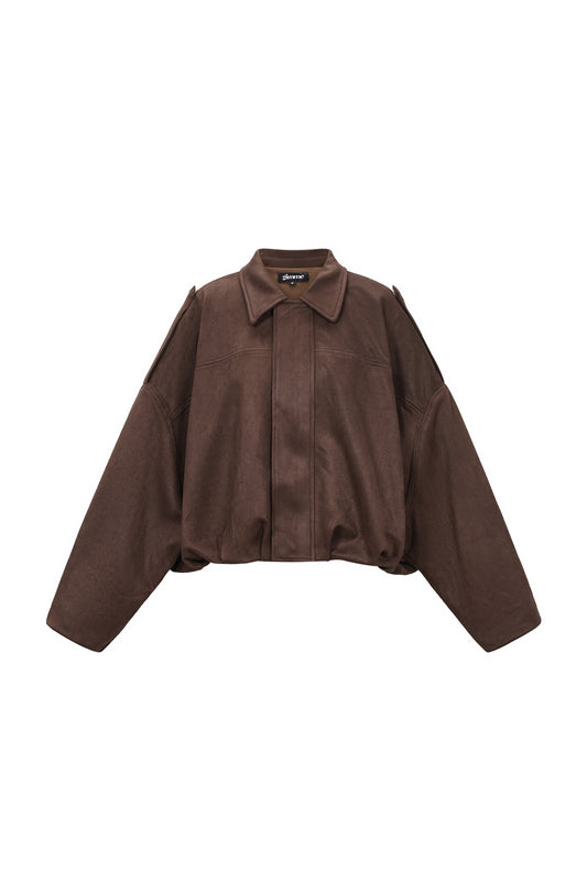 Dames Bruine suedelook jas voorkant