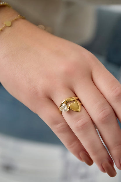 Roestvrijstalen edelsteenringen Hart Casual Dagelijks Eenvoudig Serie Dames sieraden