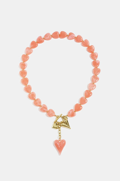 Kralenkettingen van roestvrij staal met hartjesmotief, casual, dagelijks en romantisch, dames sieraden