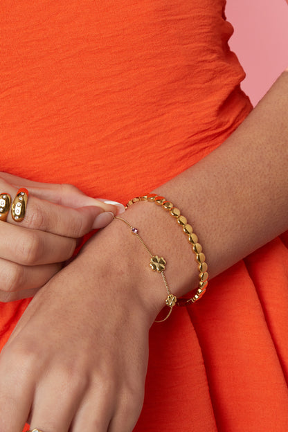 Roestvrijstalen bedelarmbanden met klavertje vier, eenvoudige dagelijkse serie, dames sieraden