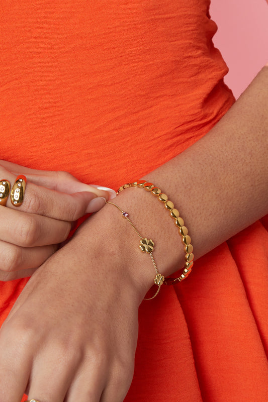 Roestvrijstalen bedelarmbanden met klavertje vier, eenvoudige dagelijkse serie, dames sieraden
