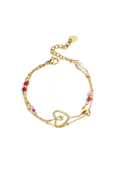 Roestvrijstalen bedelarmbanden met hartjes, casual, dagelijks en eenvoudig, dames sieraden