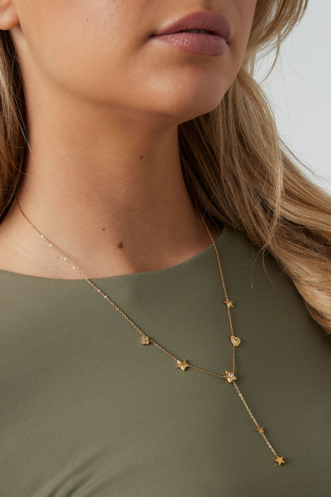 Roestvrijstalen gouden Y-ketting voor dames