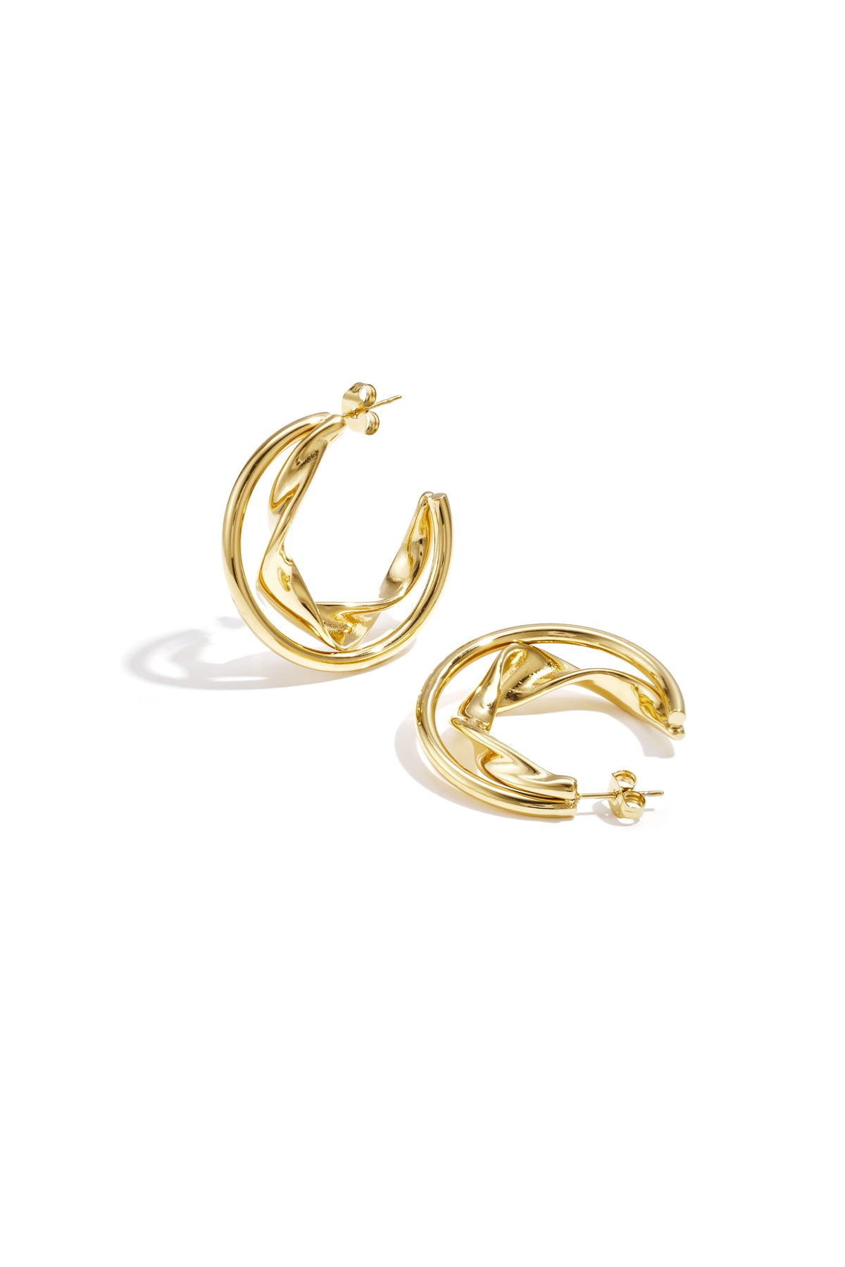 Dubbele chunky hoops met gedraaid detail Goud 