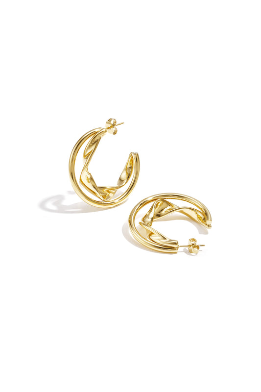 Dubbele chunky hoops met gedraaid detail Goud 