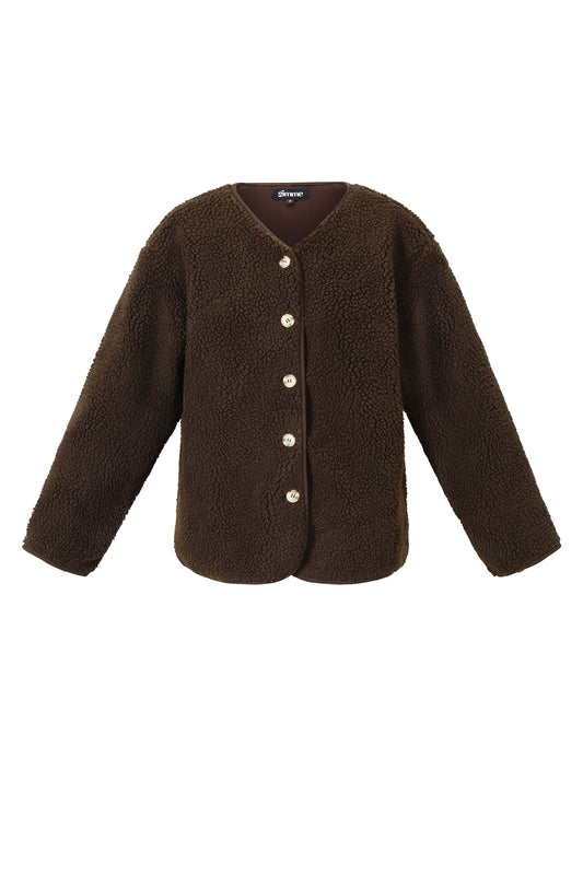 Bruine teddy jas met knopen