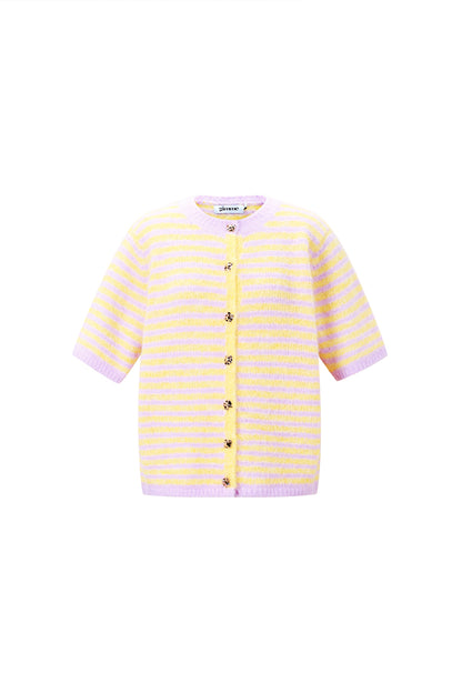 Butter yellow Gebreide top met strepen
