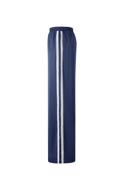 Sportieve broek met satijnen look