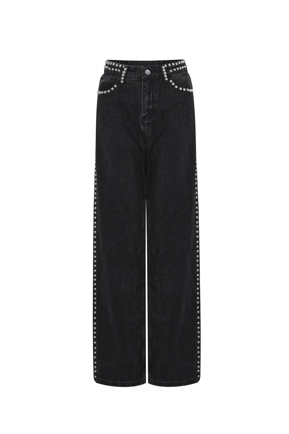 Zwarte rechte jeans met studs dames
