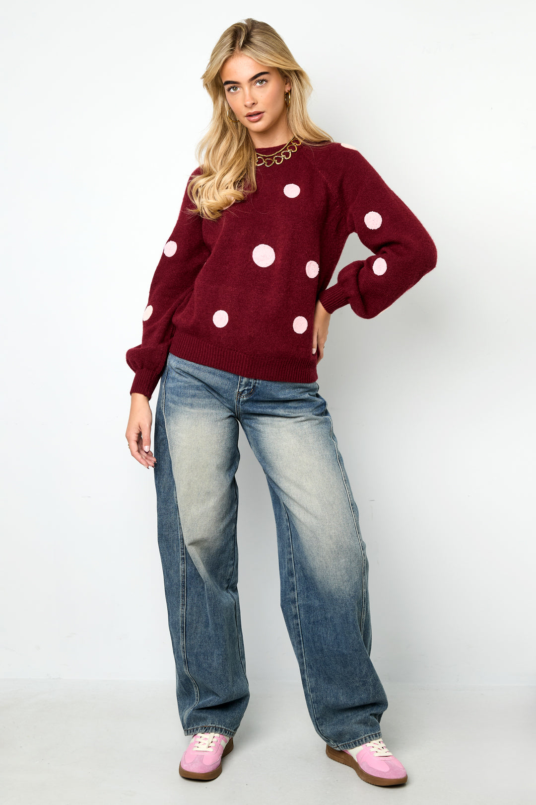 Polyestervezel (polyester) Gebreide truien Stippen Casual Herfst/Winterkleding