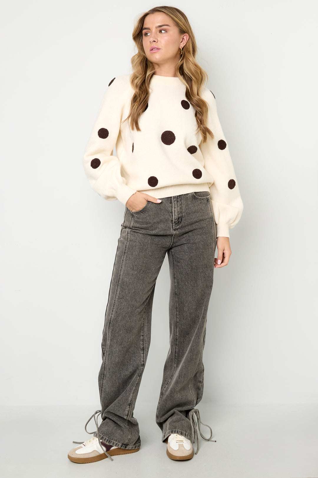 Polyestervezel (polyester) Gebreide truien Stippen Casual Herfst/Winterkleding