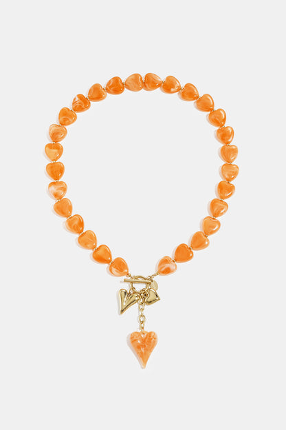 Kralenkettingen van roestvrij staal met hartjesmotief, casual, dagelijks en romantisch, dames sieraden